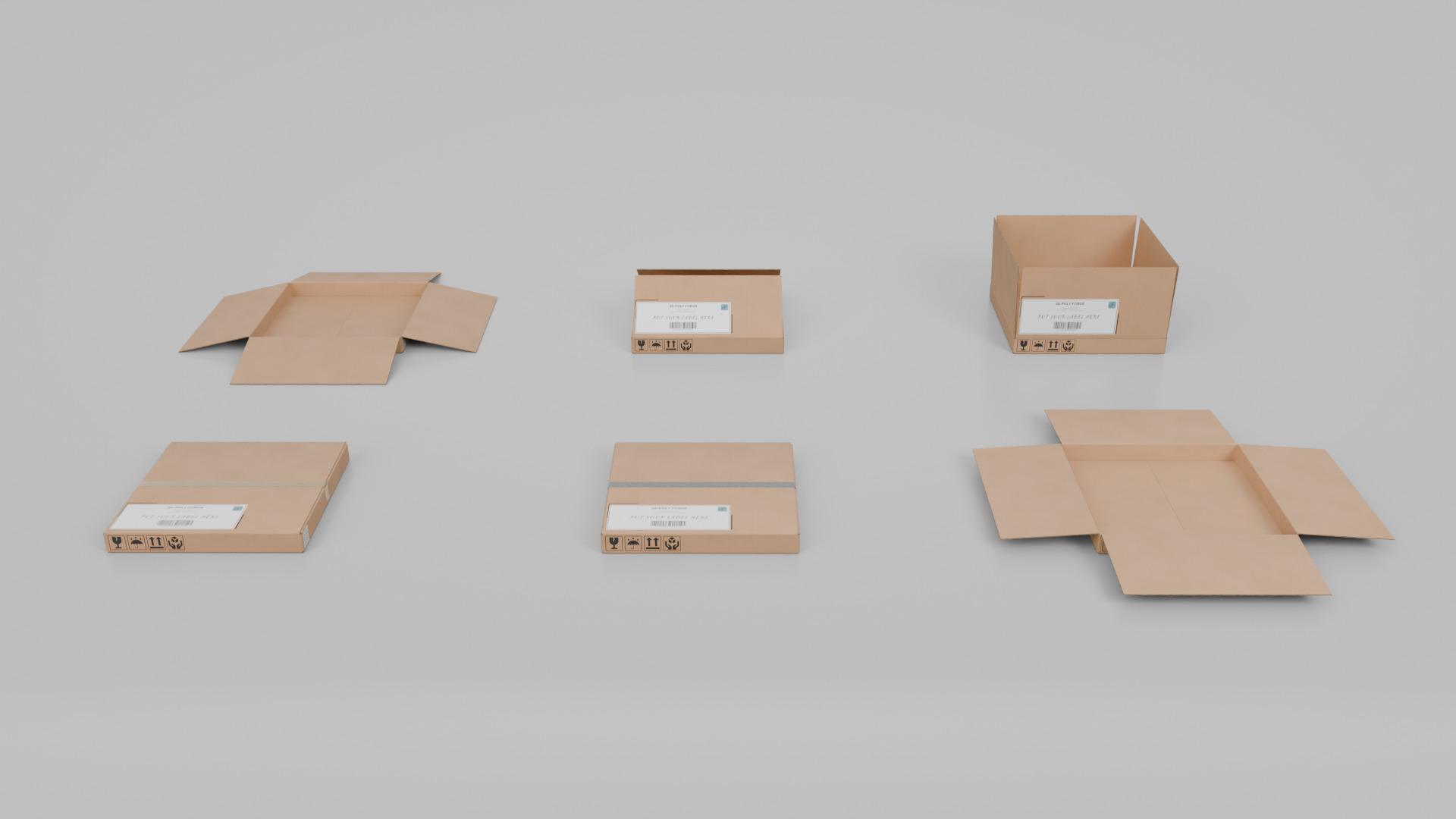 Cardboard Box R-440 - Rigged and Customizable Low-poly 3D model_12