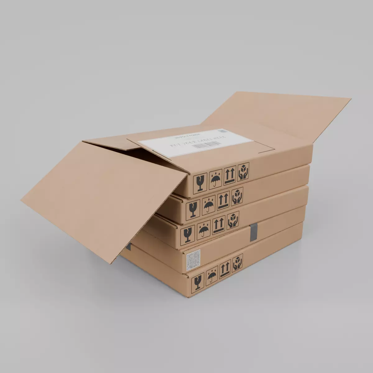Cardboard Box R-440 - Rigged and Customizable Low-poly 3D model_0