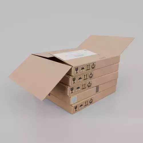 Cardboard Box R-440 - Rigged and Customizable Low-poly 3D model