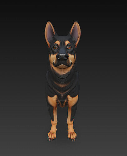 Dog Realistic 3D Model Basic - Low Poly Realistic Low-poly 3D model