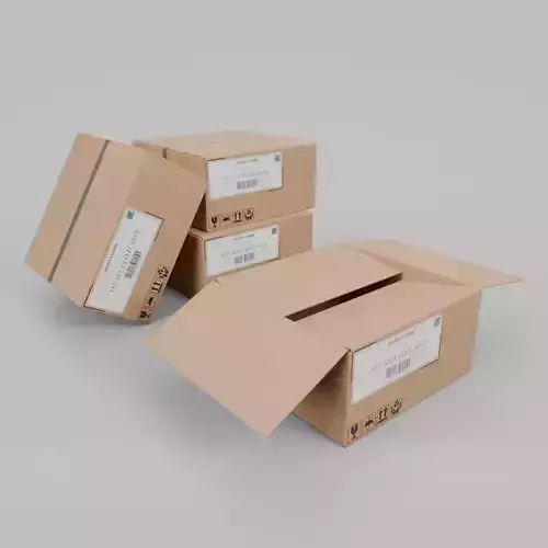 Cardboard Box R-442 - Rigged and Customizable Low-poly 3D model