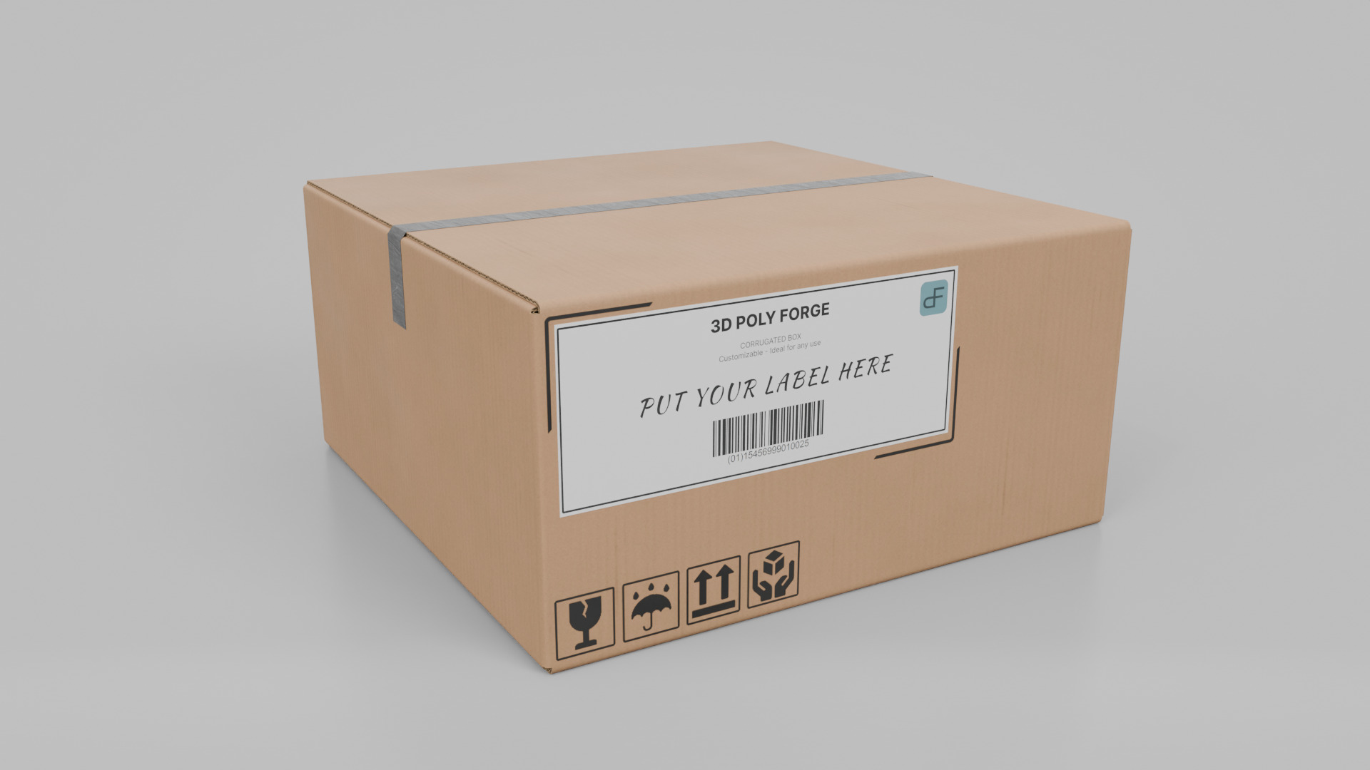 Cardboard Box R-442 - Rigged and Customizable Low-poly 3D model_2