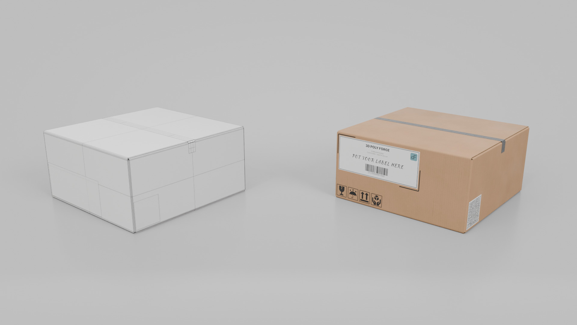 Cardboard Box R-442 - Rigged and Customizable Low-poly 3D model_13