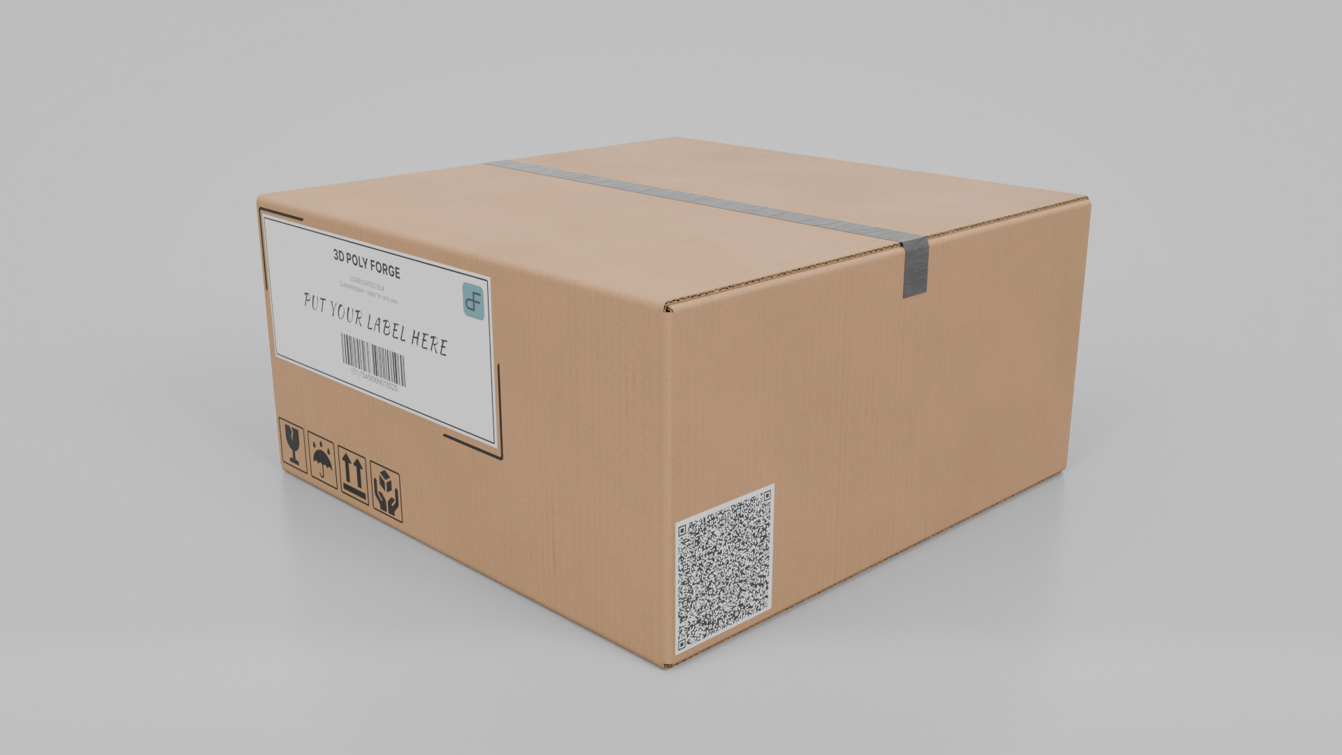 Cardboard Box R-442 - Rigged and Customizable Low-poly 3D model_3
