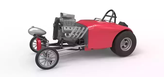 Front engine old school dragster with shell V9 Scale 1 to 25 3D print model