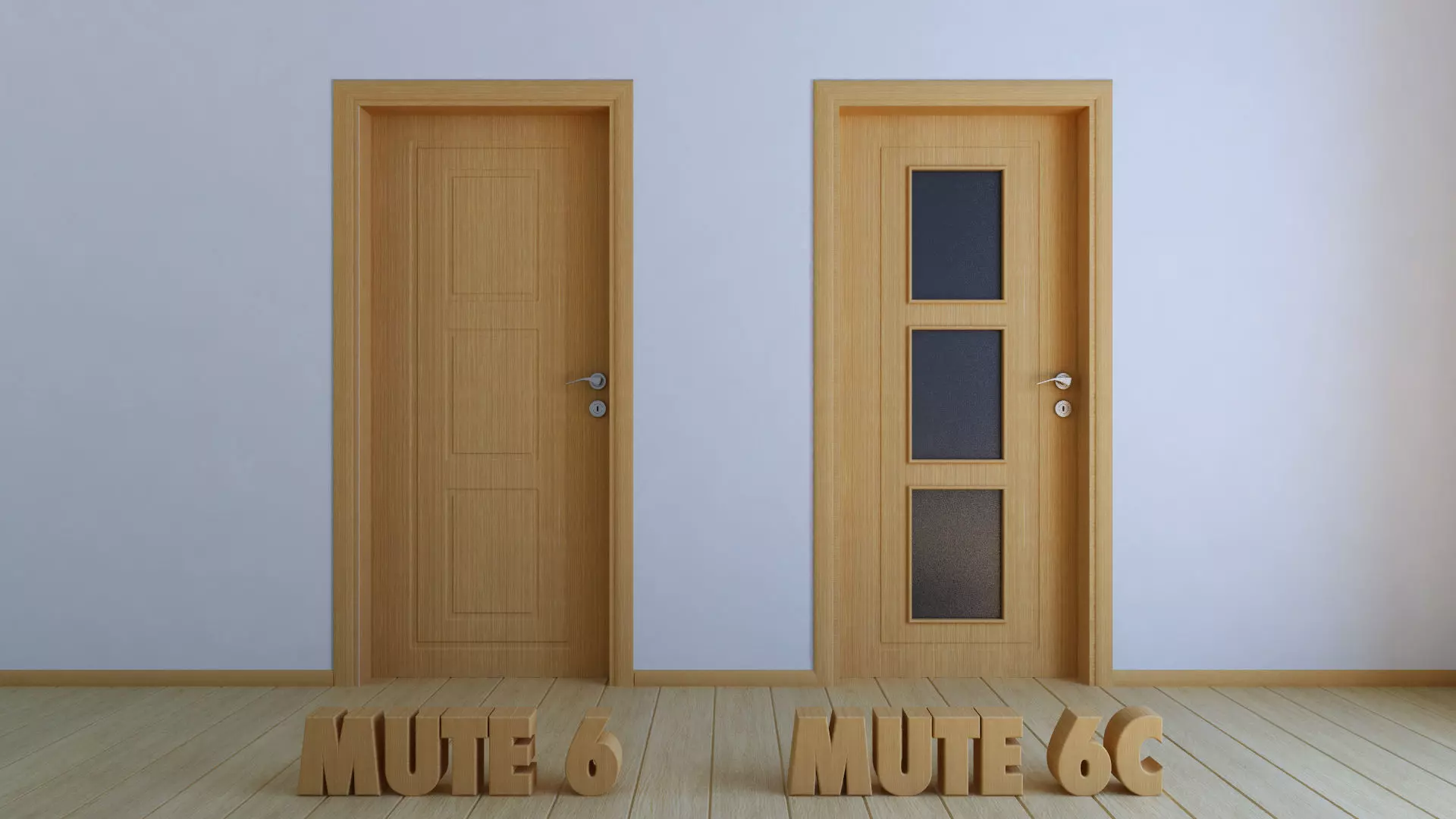 Interior Door - Mute 6-6C - Bamboo Texture - Real Size  3D model_0