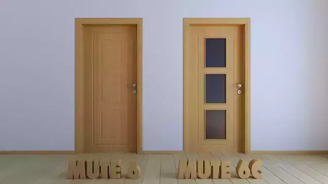 Interior Door - Mute 6-6C - Bamboo Texture - Real Size  3D model