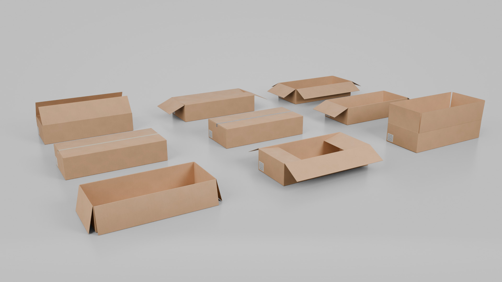 Cardboard Box R-492 - Rigged and Customizable Low-poly 3D model_12