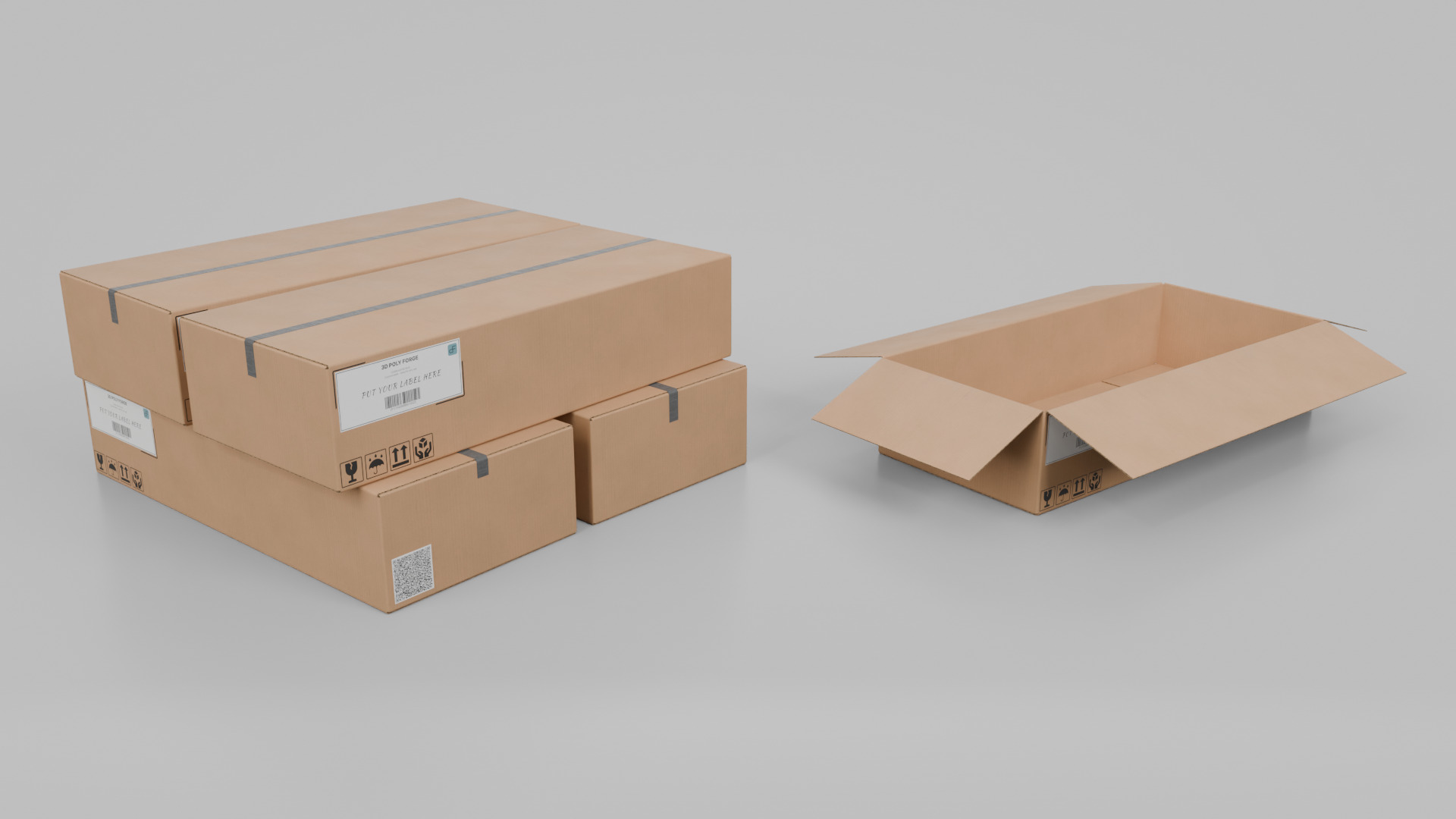 Cardboard Box R-492 - Rigged and Customizable Low-poly 3D model_9