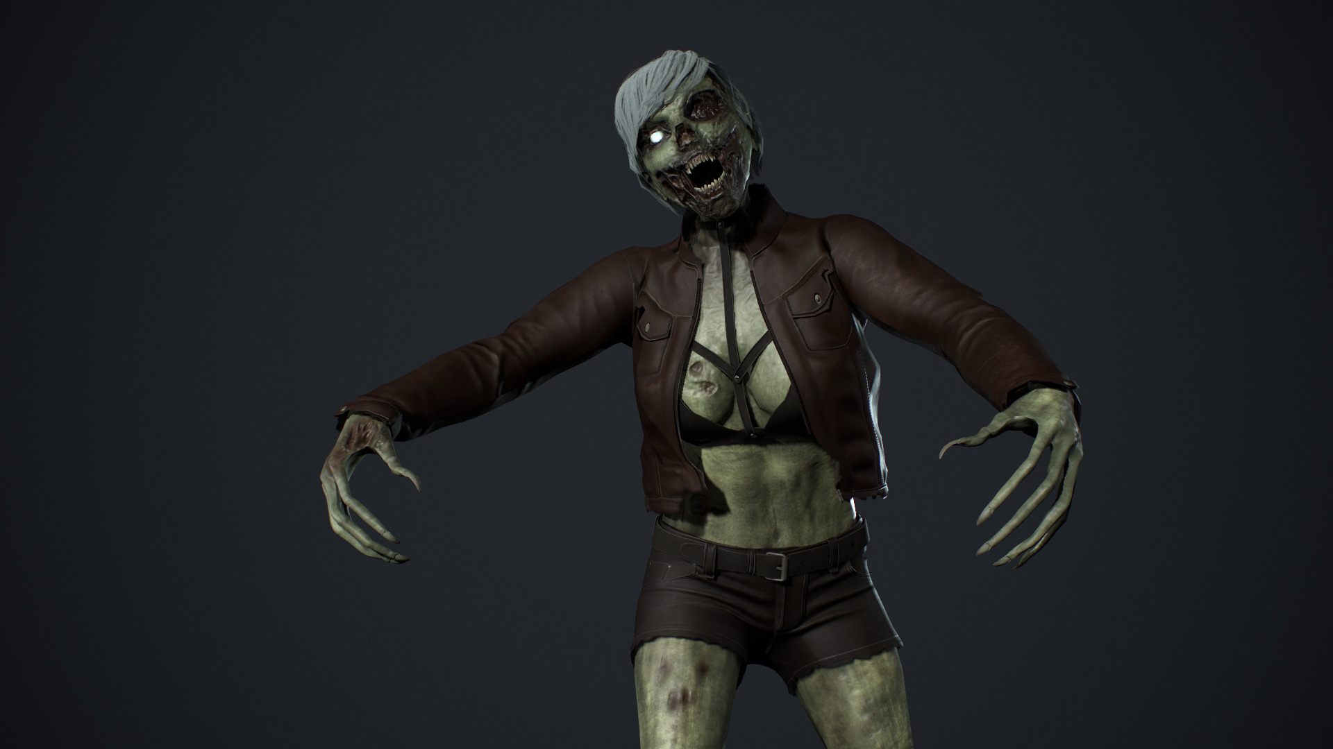 Zombie Girl Low-poly 3D model_10