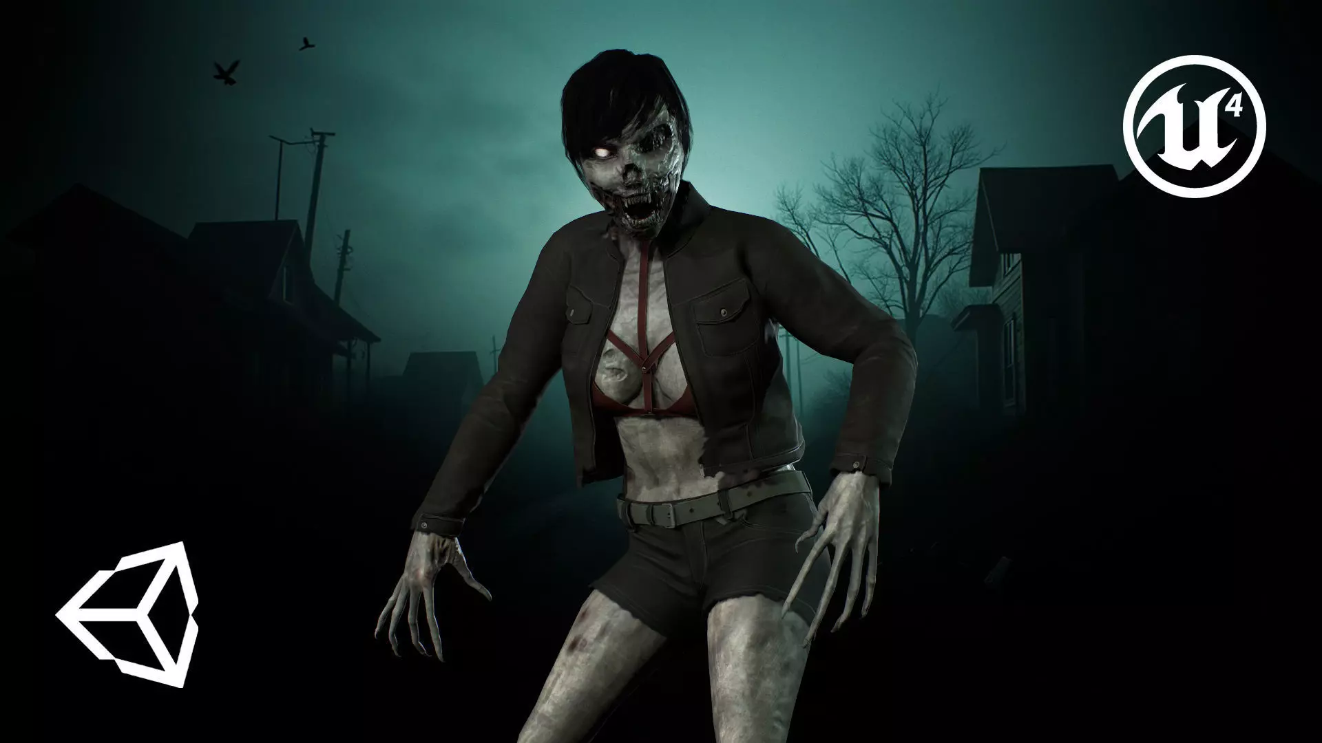 Zombie Girl Low-poly 3D model_0