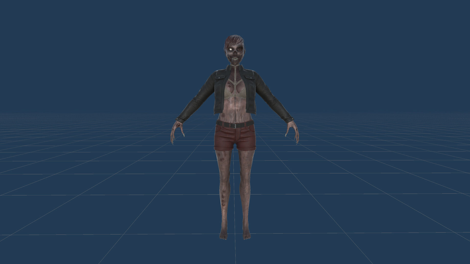 Zombie Girl Low-poly 3D model_29