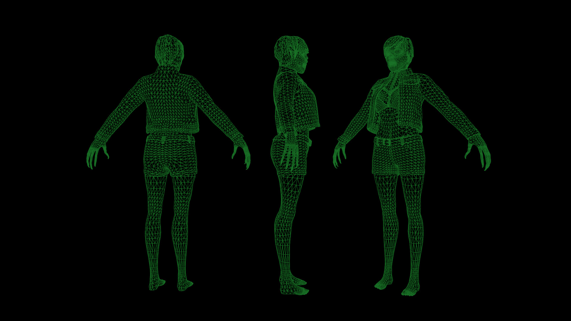 Zombie Girl Low-poly 3D model_7