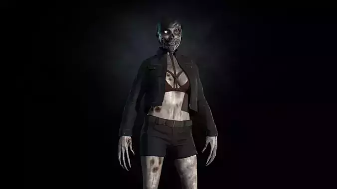 Zombie Girl Low-poly 3D model