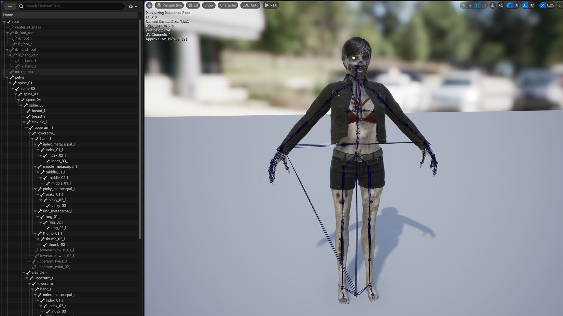 Zombie Girl Low-poly 3D model_26