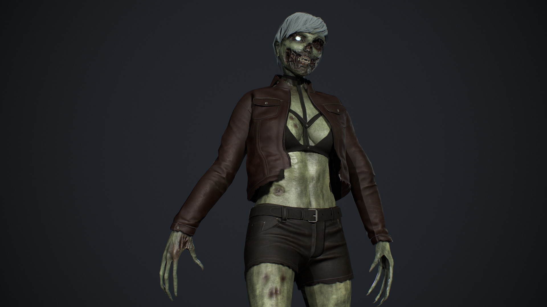Zombie Girl Low-poly 3D model_8
