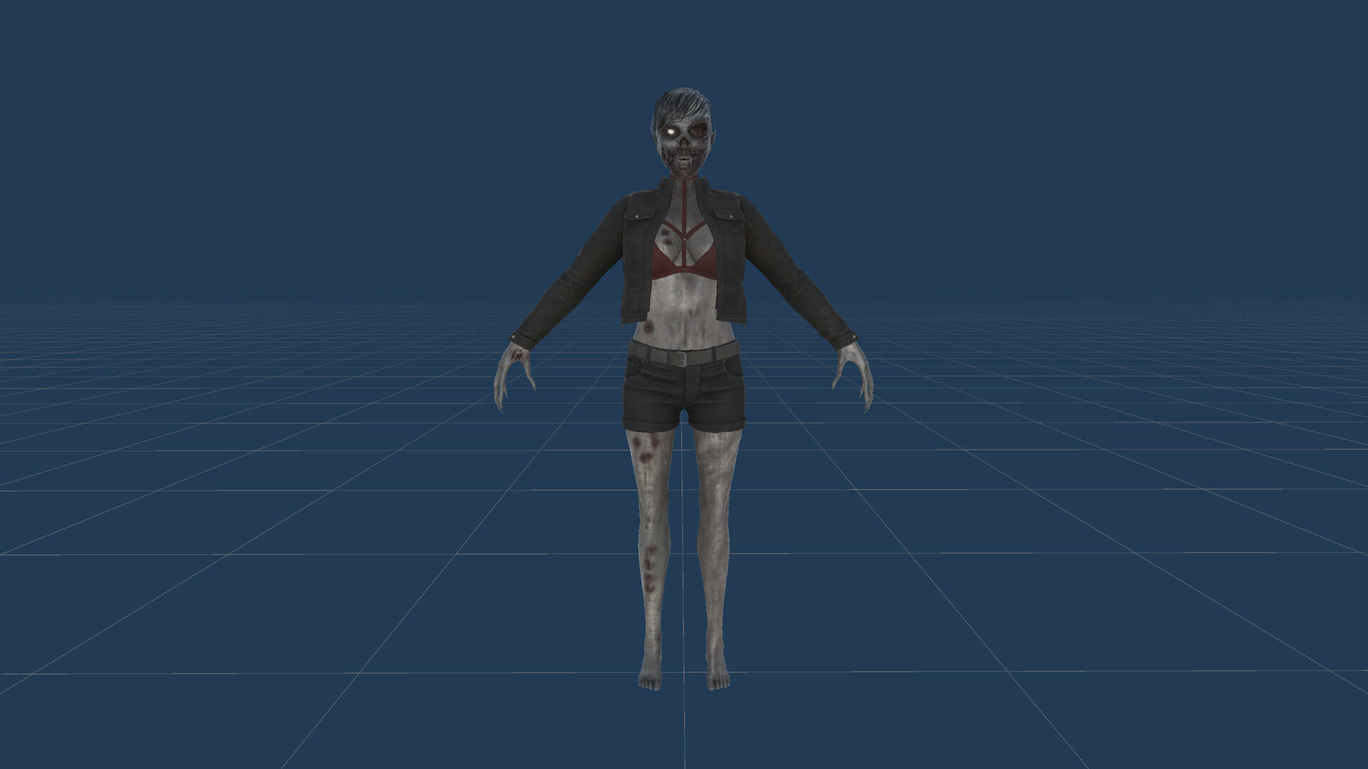 Zombie Girl Low-poly 3D model_27