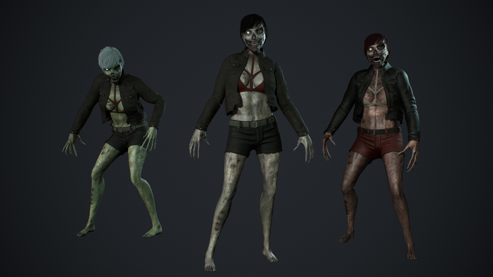 Zombie Girl Low-poly 3D model_3
