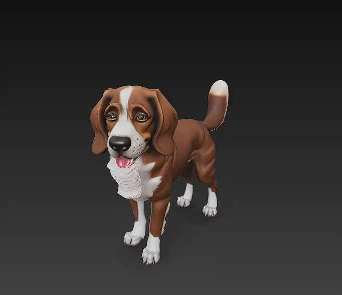 Dog Realistic 3D Model Basic - Low Poly Realistic Low-poly 3D model_0