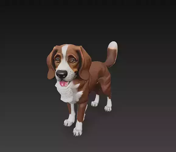 Dog Realistic 3D Model Basic - Low Poly Realistic