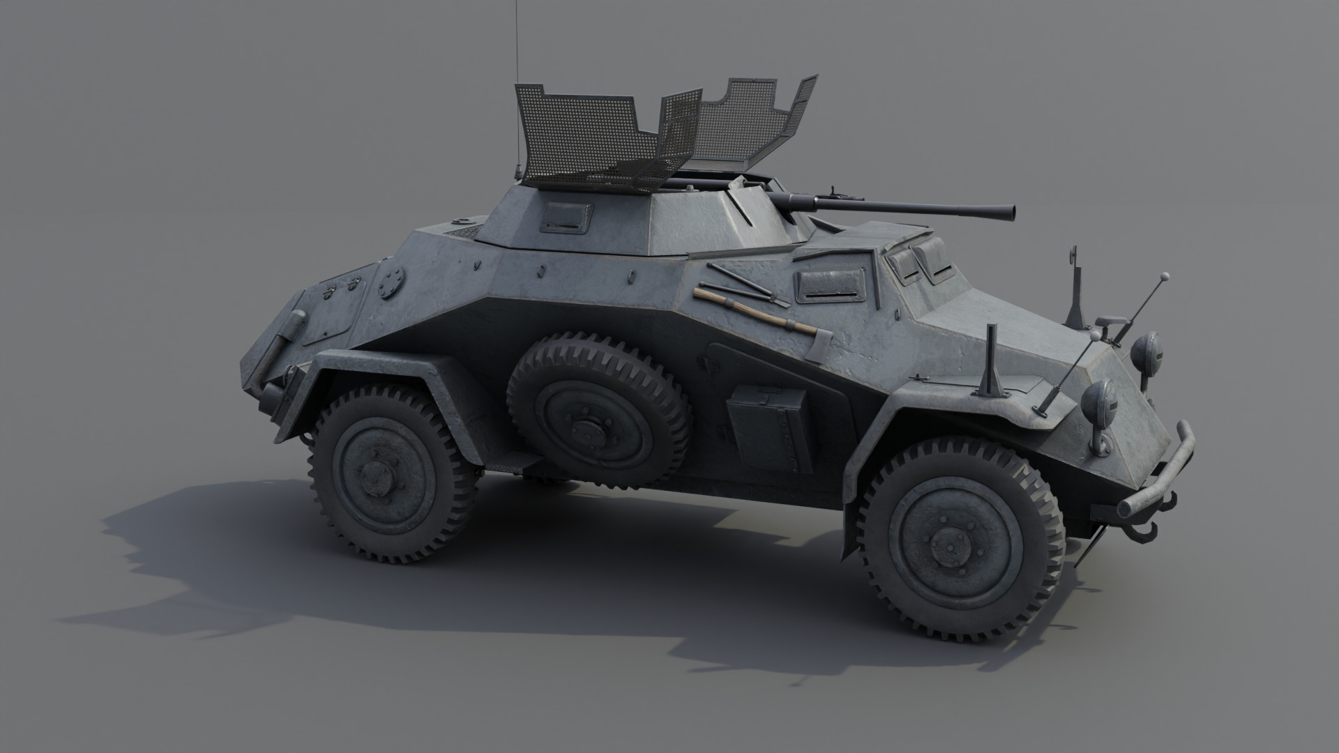 SdKfz 222 Armored car Low-poly 3D model_15