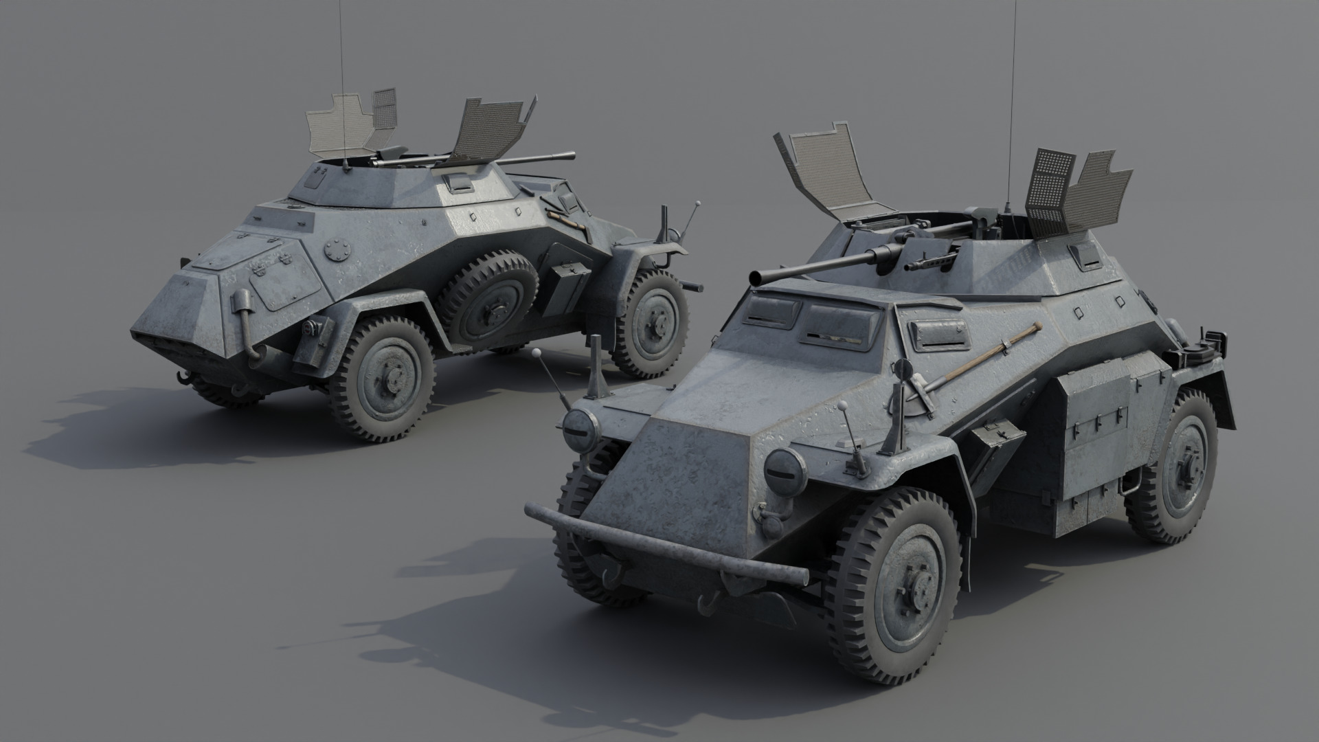 SdKfz 222 Armored car Low-poly 3D model_3