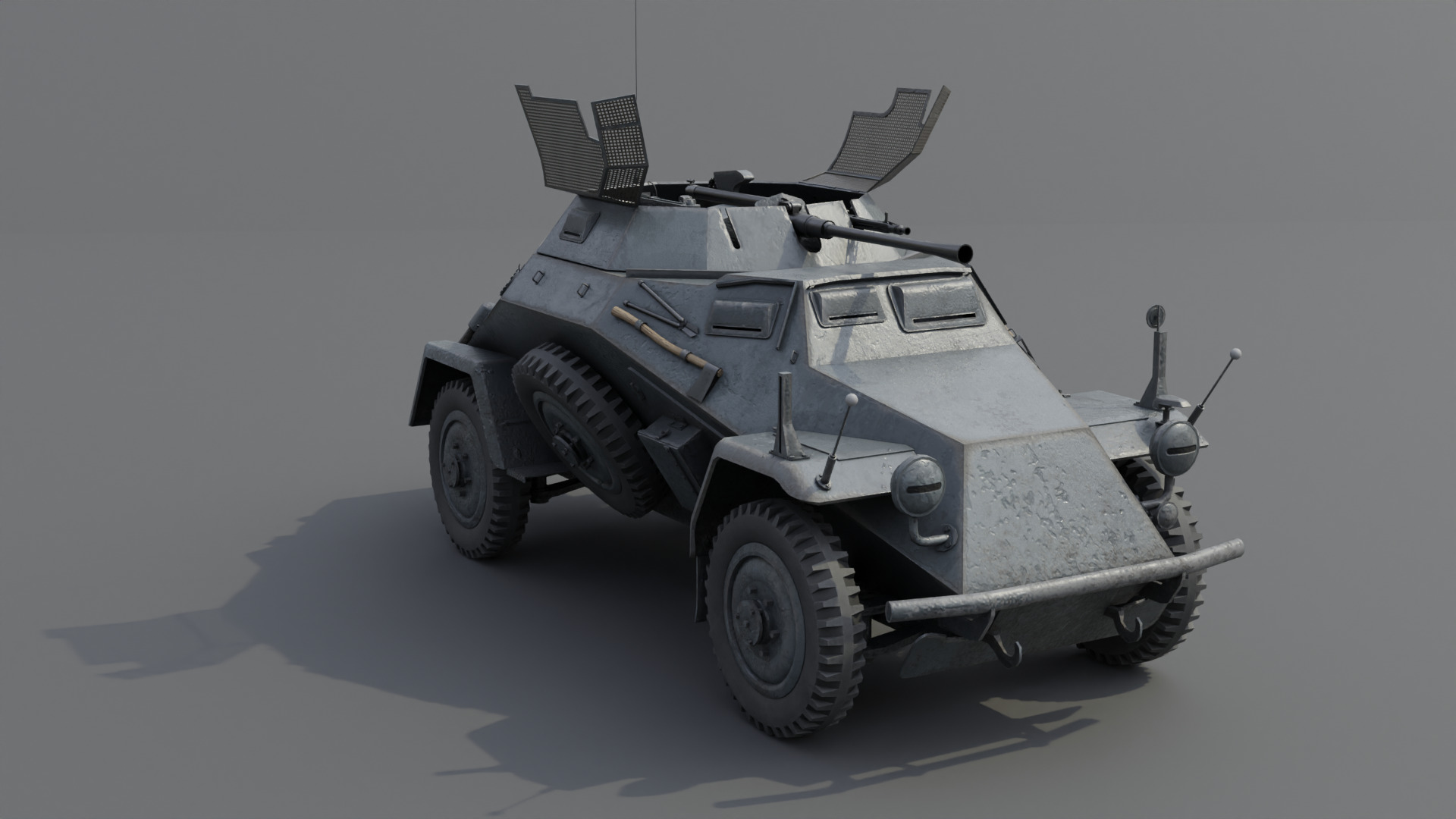 SdKfz 222 Armored car Low-poly 3D model_14