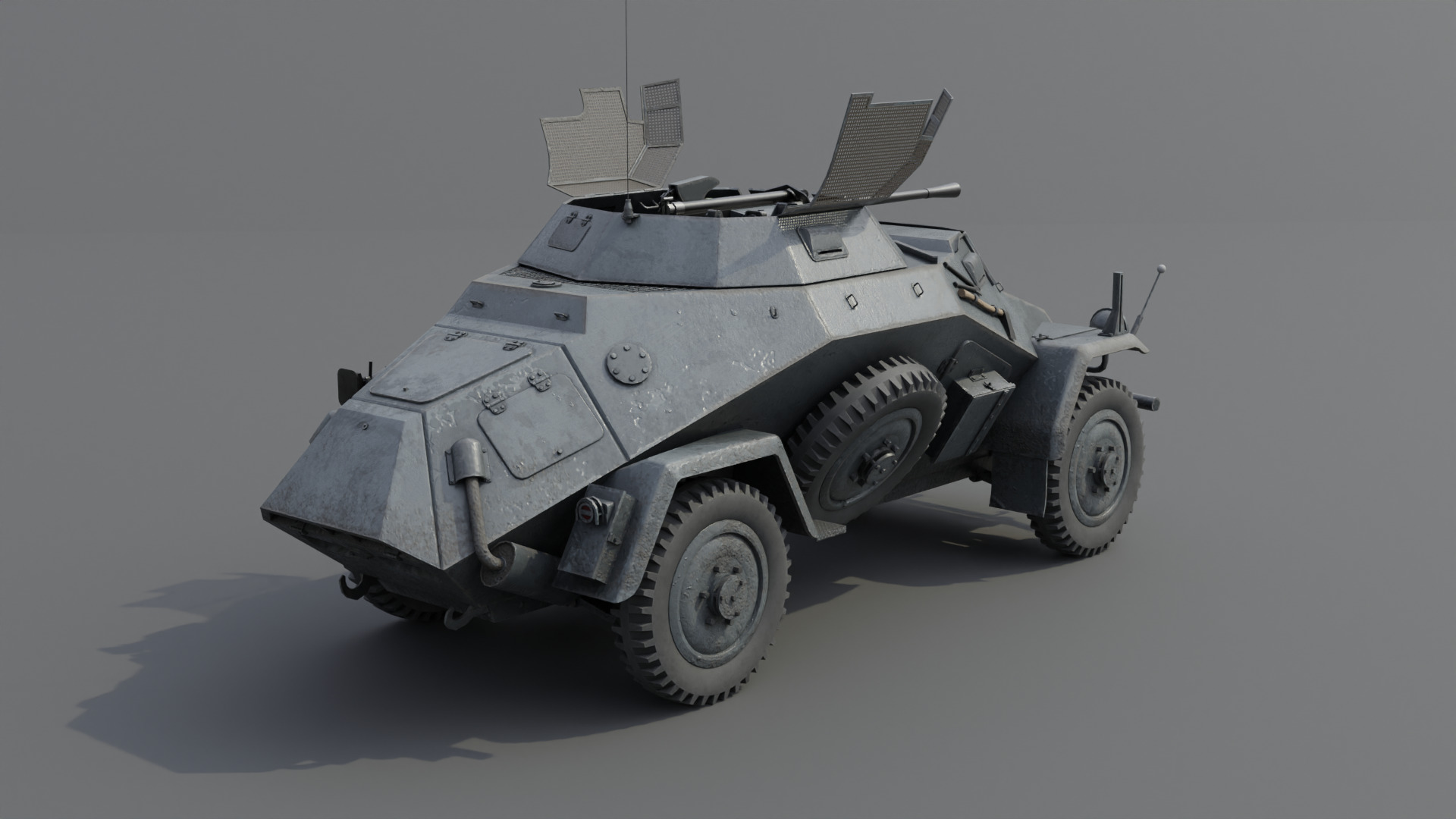 SdKfz 222 Armored car Low-poly 3D model_17
