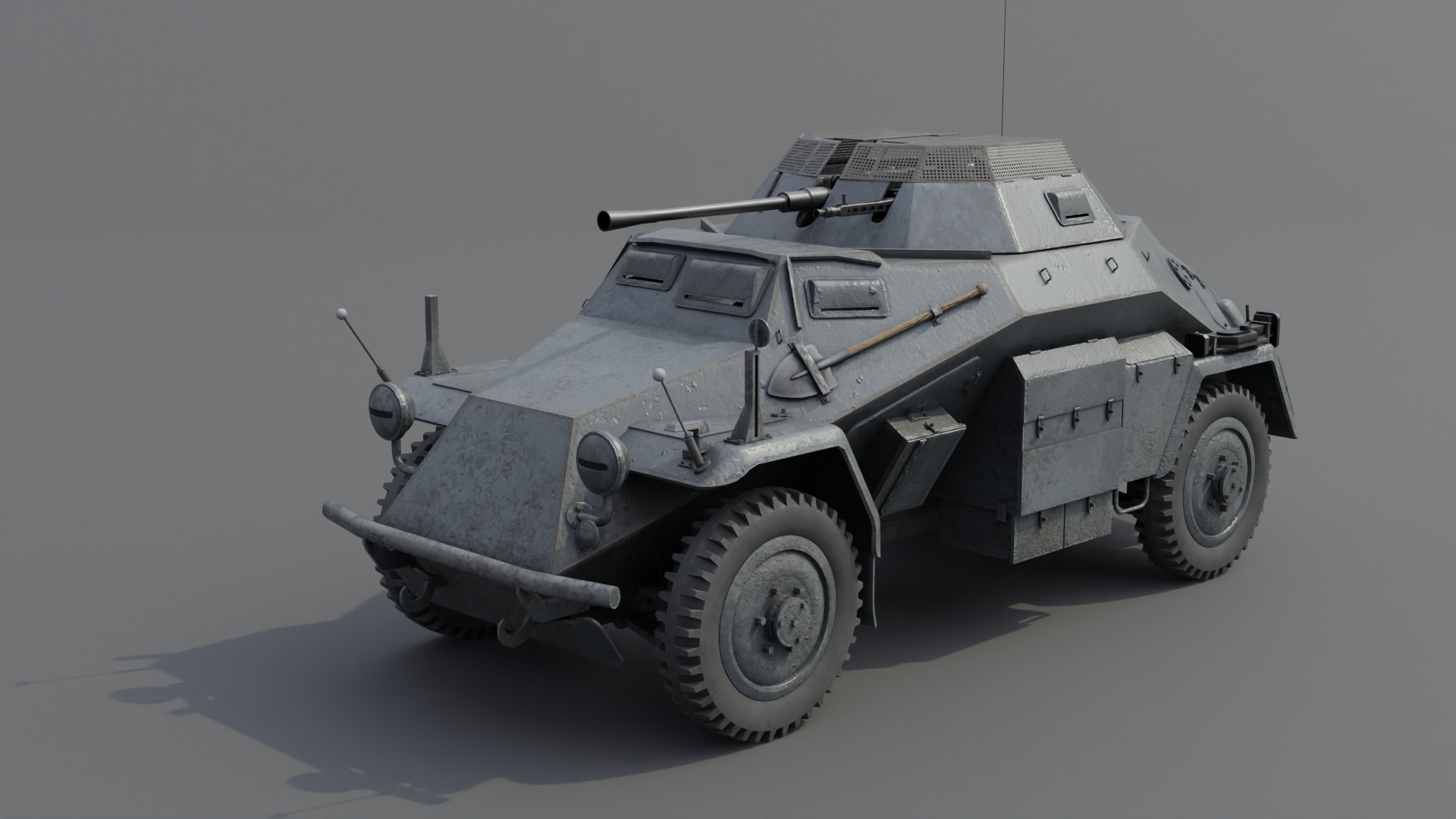 SdKfz 222 Armored car Low-poly 3D model_2