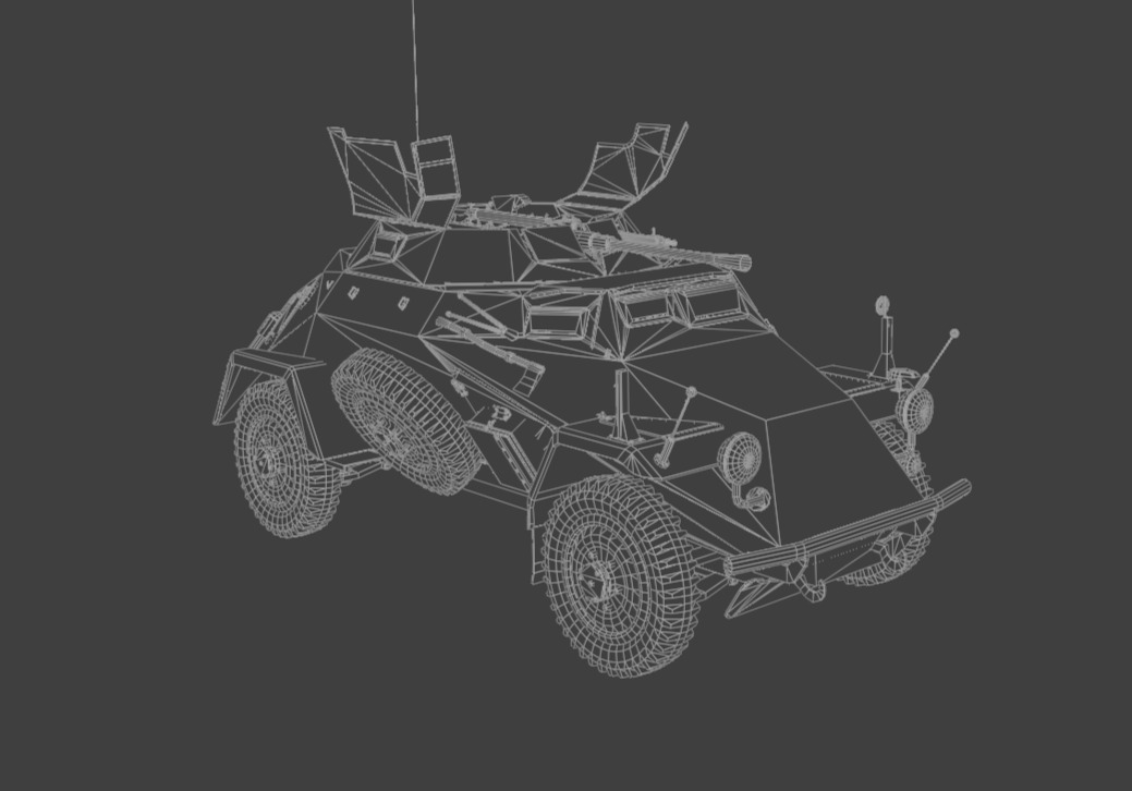 SdKfz 222 Armored car Low-poly 3D model_12