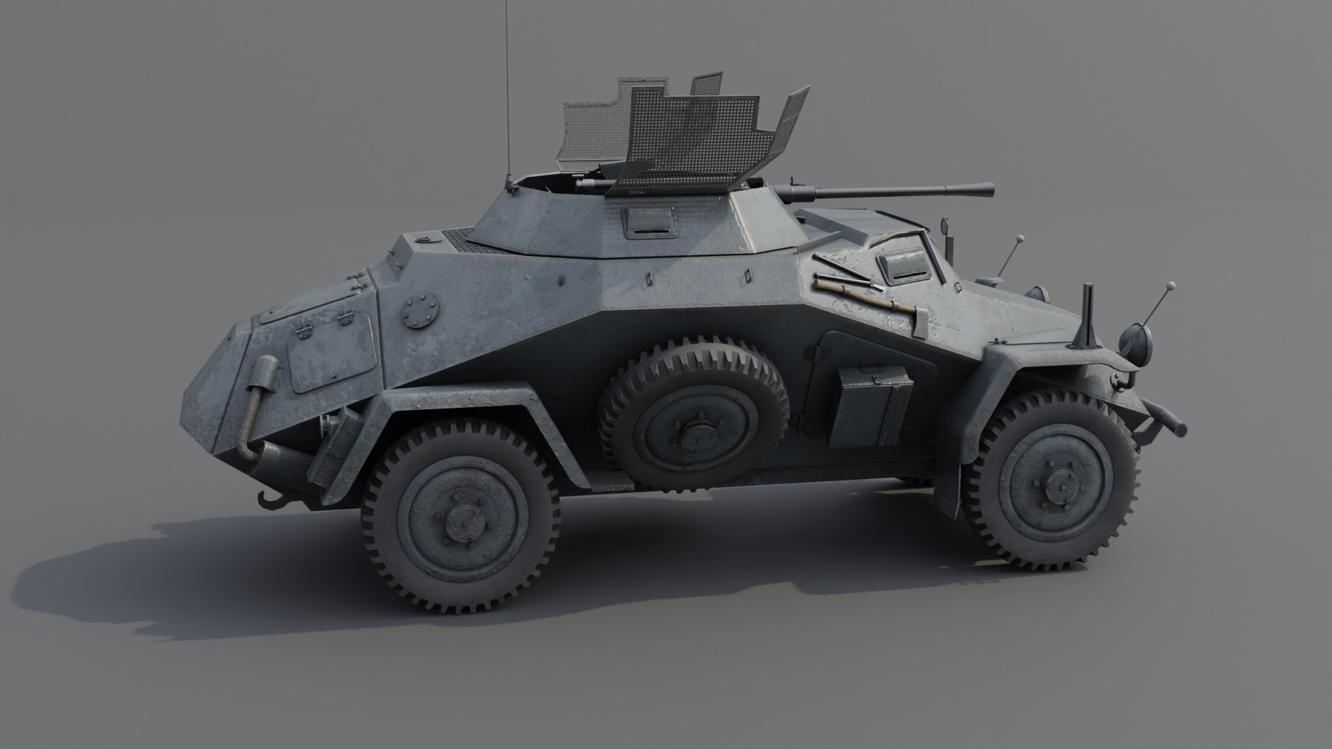 SdKfz 222 Armored car Low-poly 3D model_16