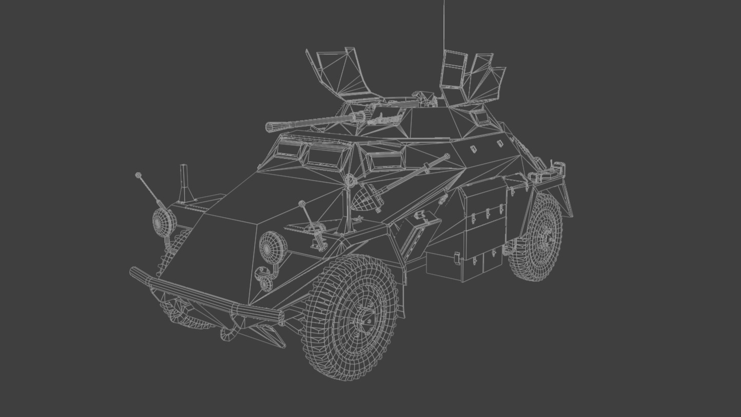 SdKfz 222 Armored car Low-poly 3D model_9