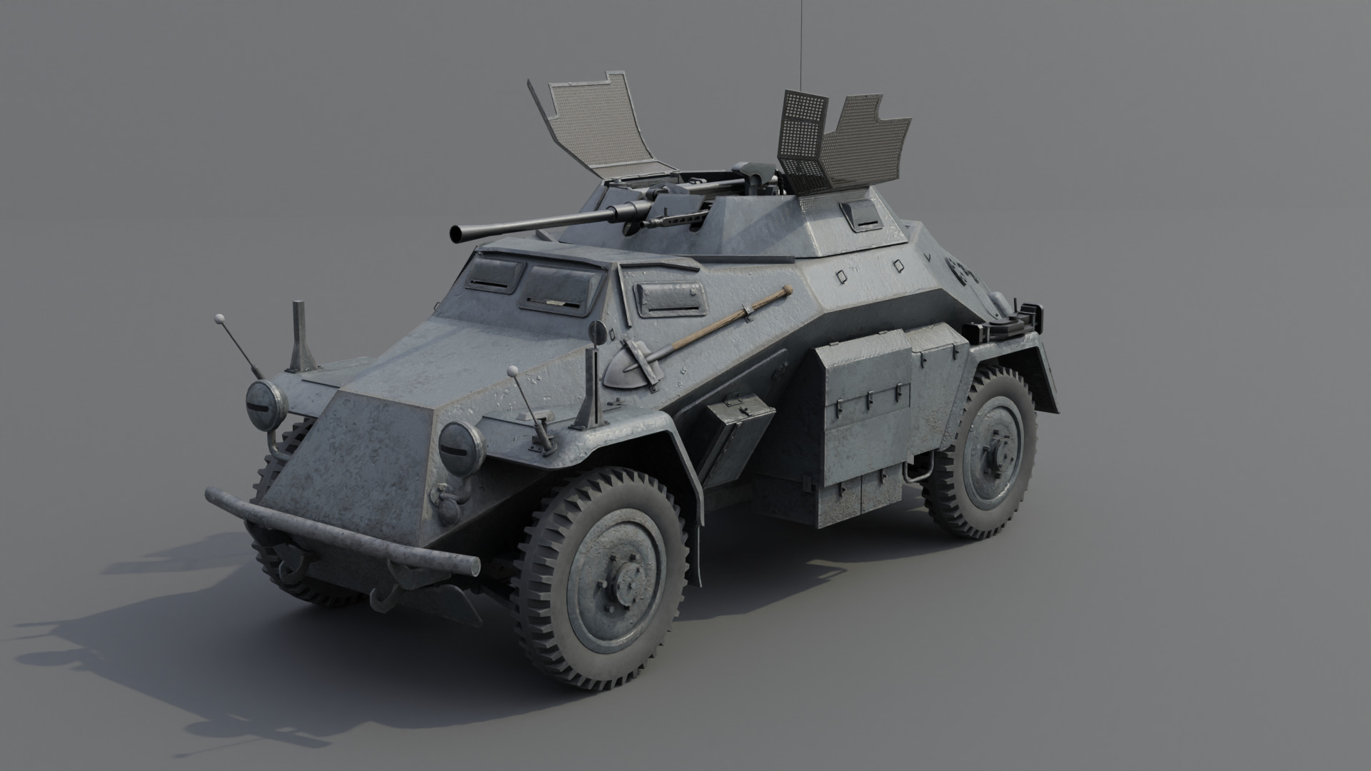 SdKfz 222 Armored car Low-poly 3D model_22