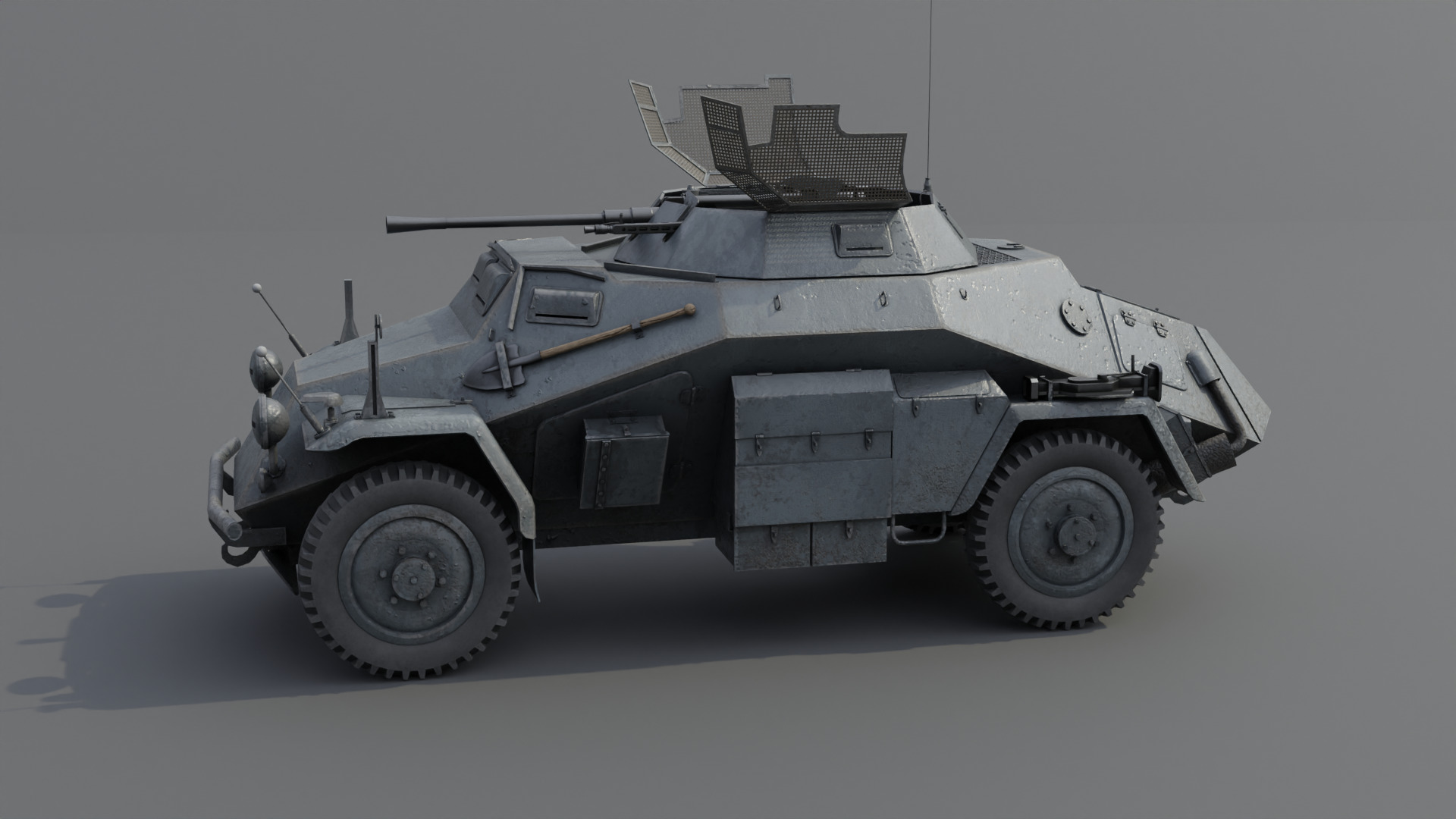 SdKfz 222 Armored car Low-poly 3D model_21
