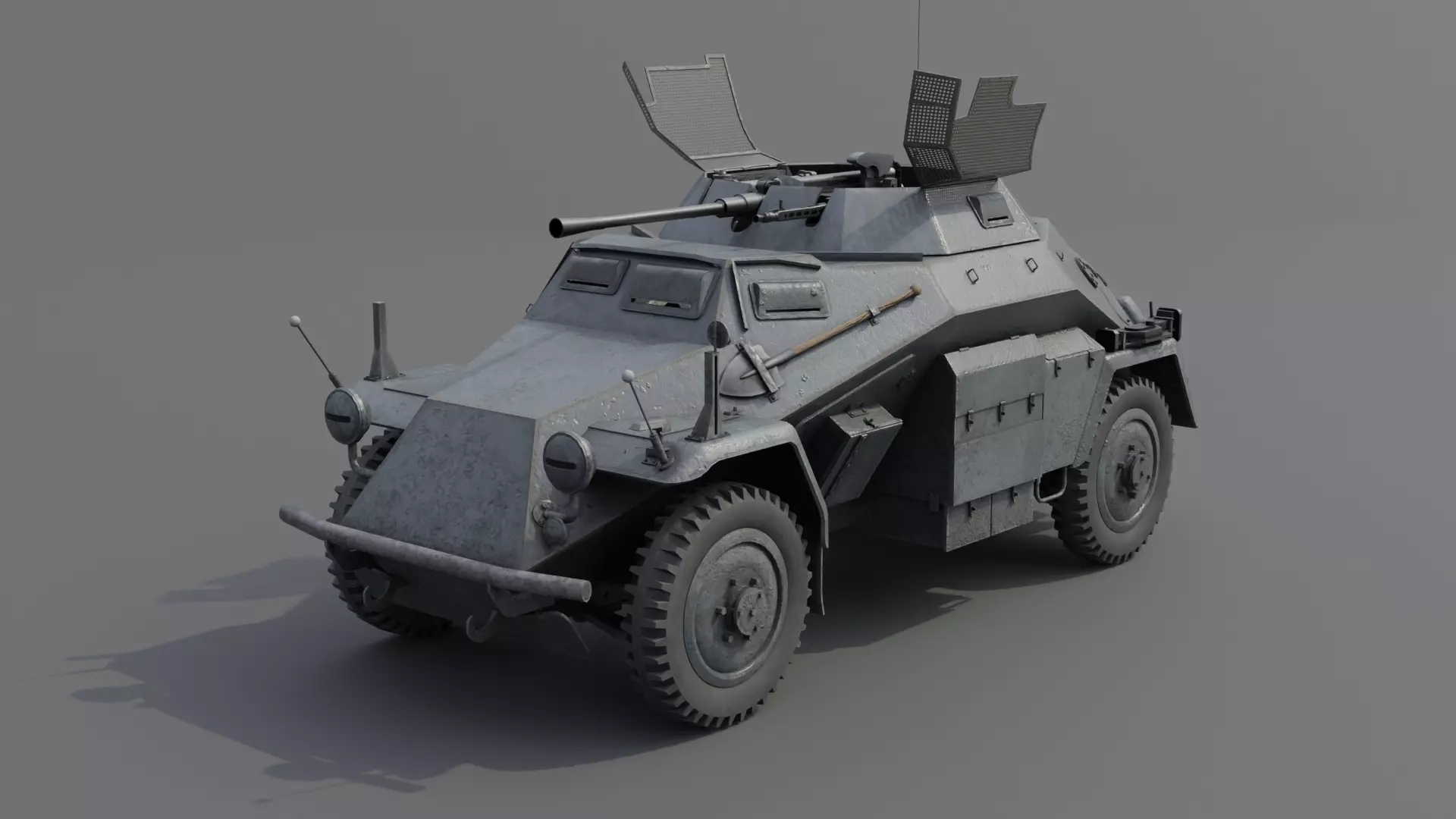 SdKfz 222 Armored car Low-poly 3D model_0