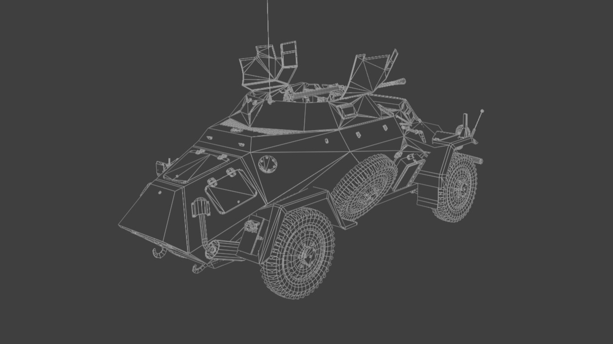 SdKfz 222 Armored car Low-poly 3D model_11