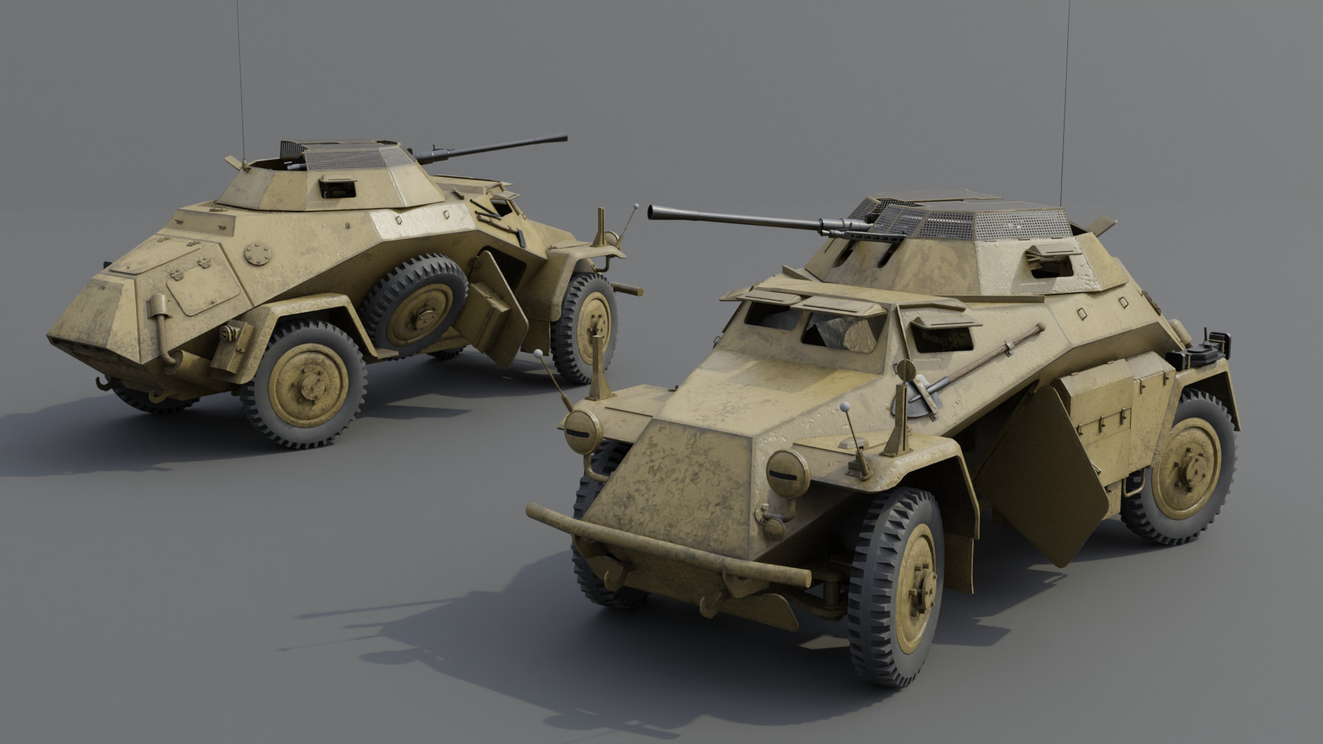 SdKfz 222 Armored car Low-poly 3D model_4
