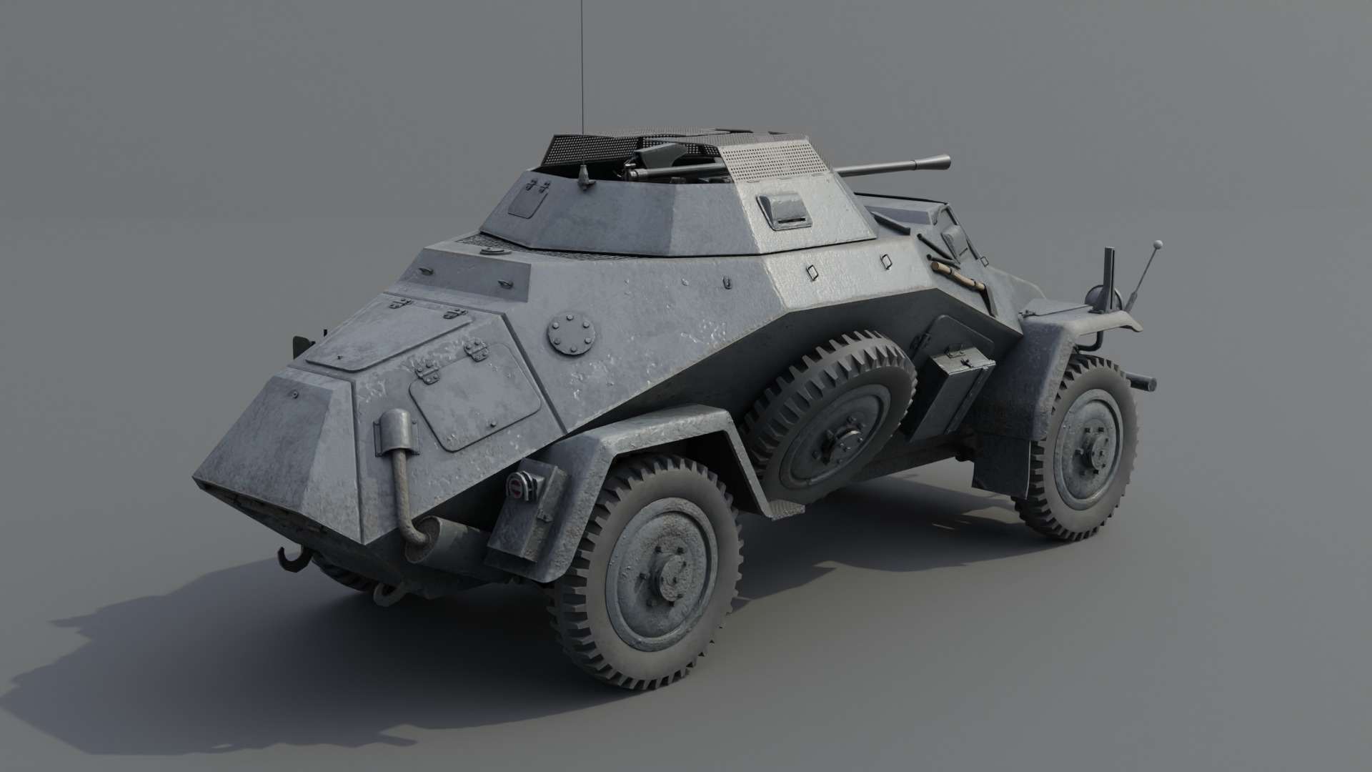 SdKfz 222 Armored car Low-poly 3D model_7