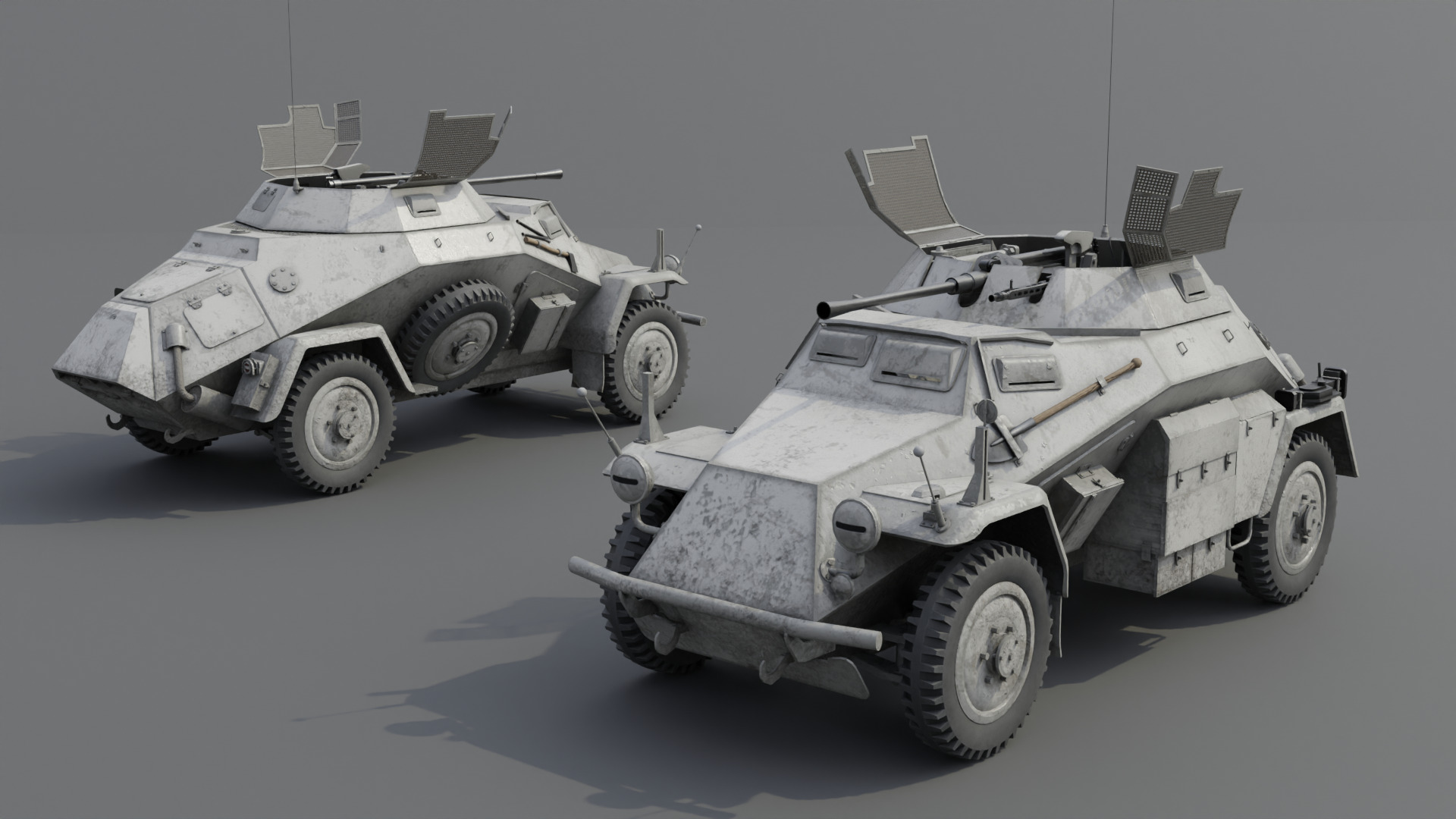 SdKfz 222 Armored car Low-poly 3D model_5