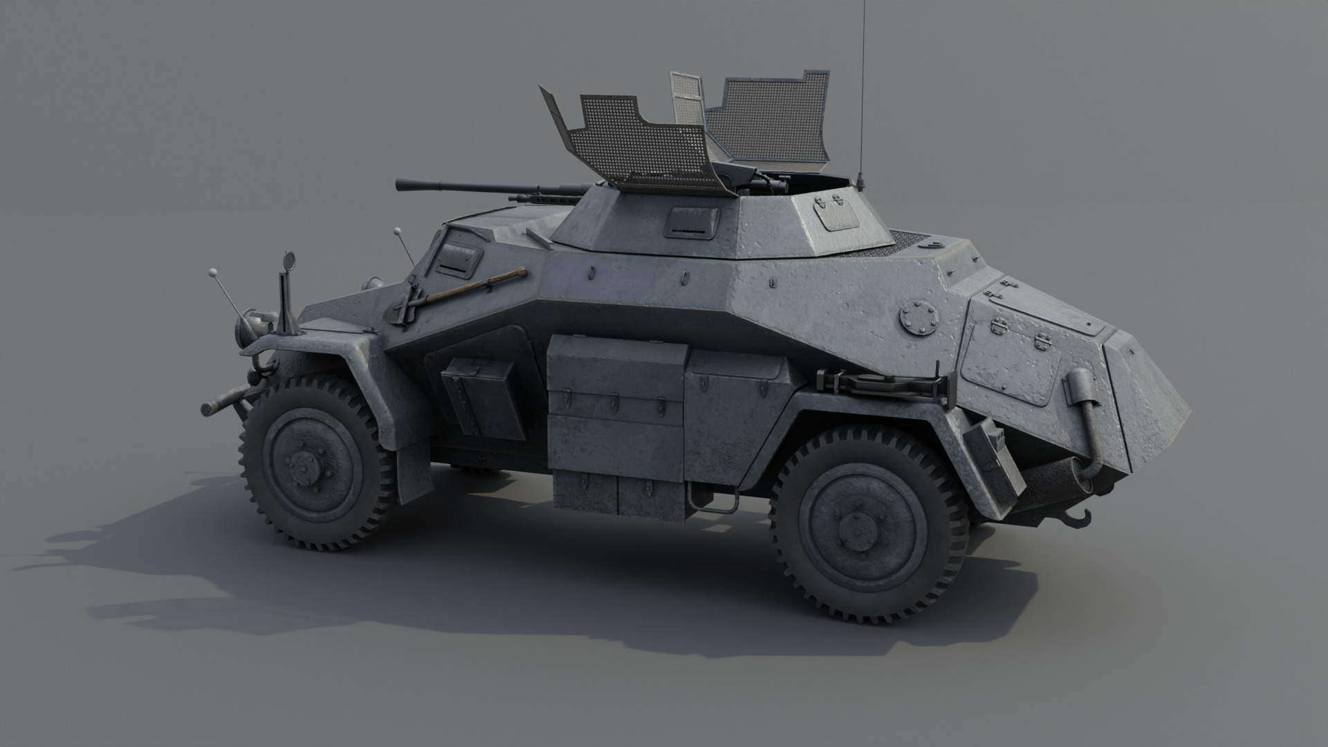 SdKfz 222 Armored car Low-poly 3D model_20