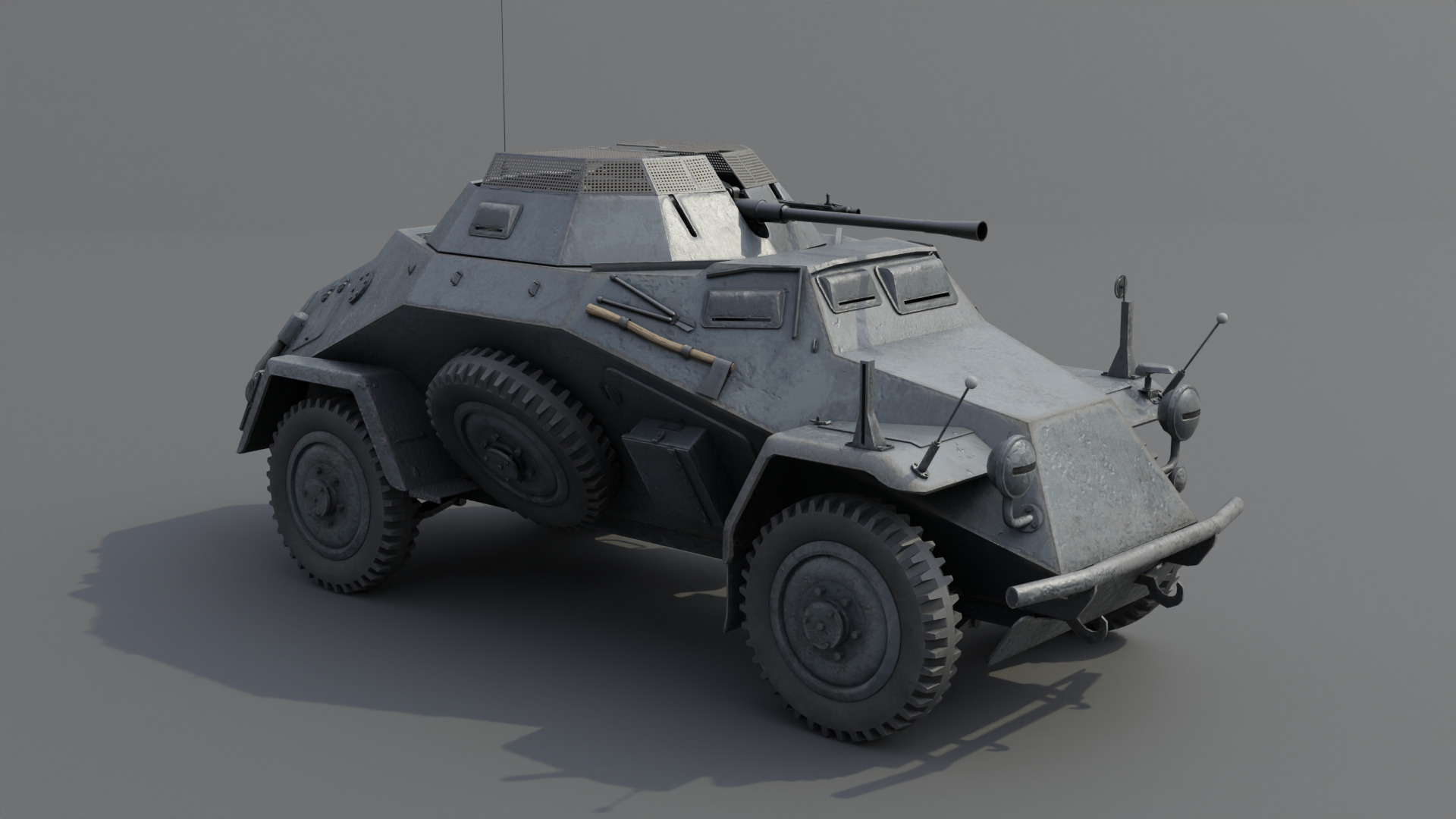 SdKfz 222 Armored car Low-poly 3D model_6