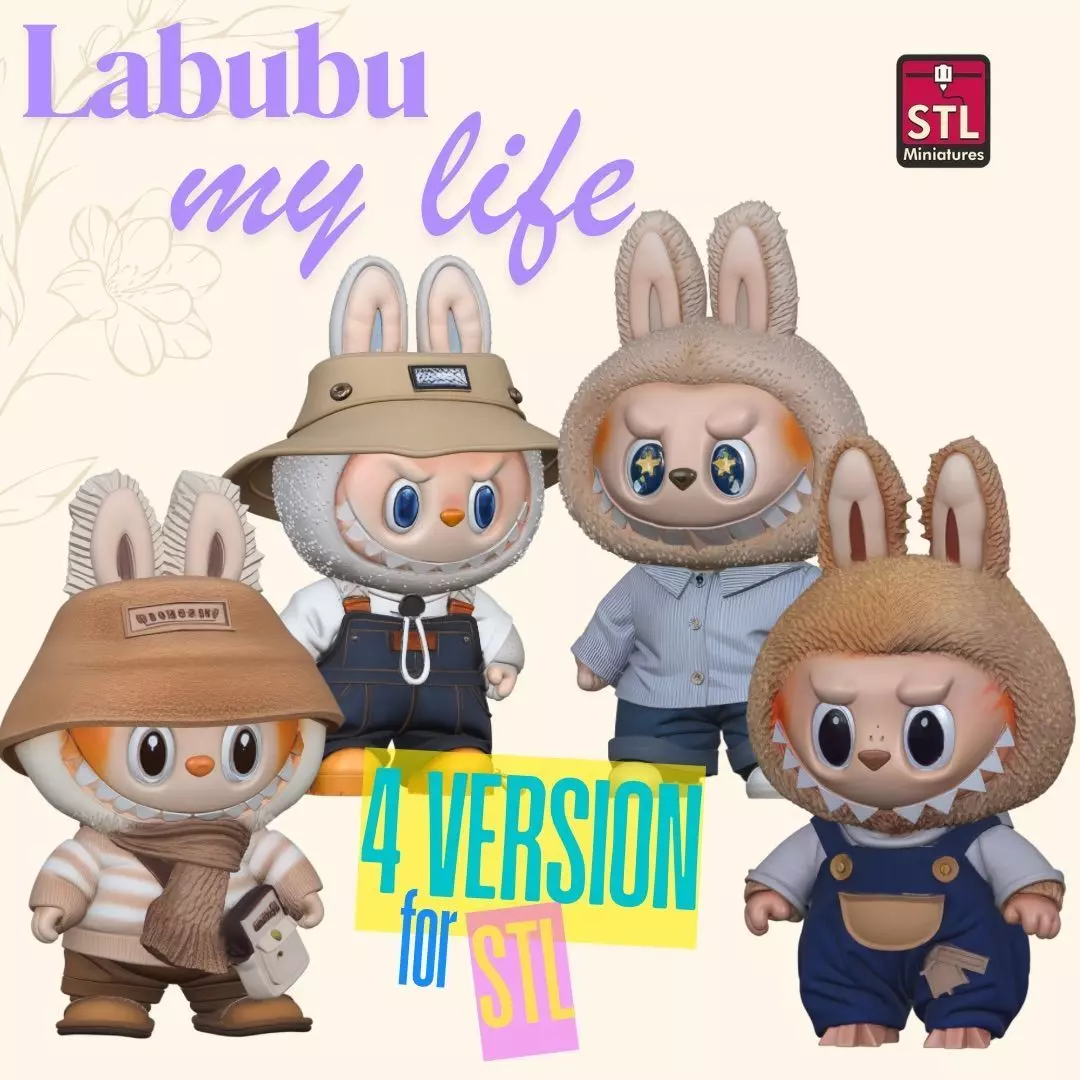 4 Labubu Inspired Figures STL Files for 3D 3D print model_0
