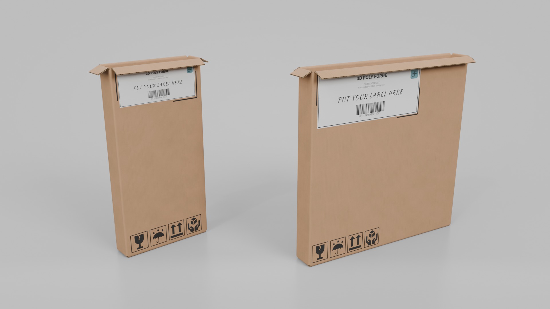 Slim and Stackable Duo - Rigged and Customizable Cardboard Boxes 3D Model Collection_5