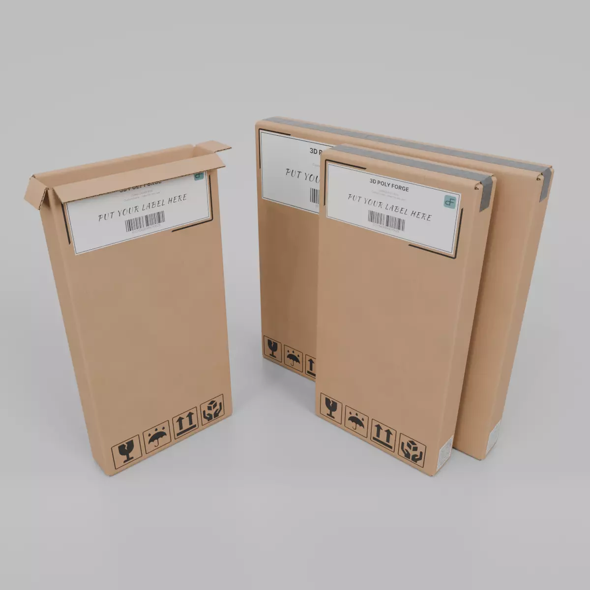 Slim and Stackable Duo - Rigged and Customizable Cardboard Boxes 3D Model Collection_0