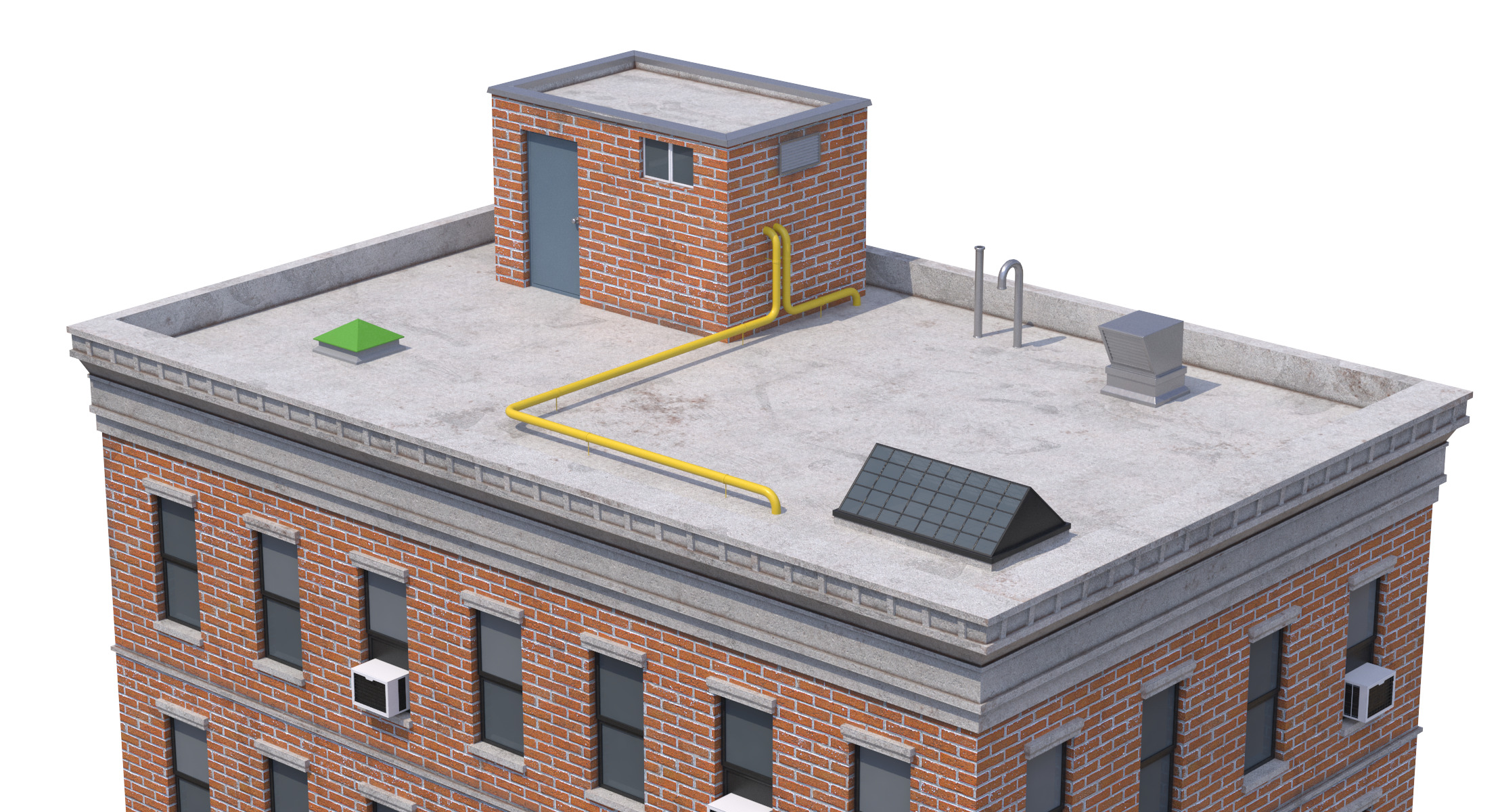 Apartment Building 2 Low-poly 3D model_2