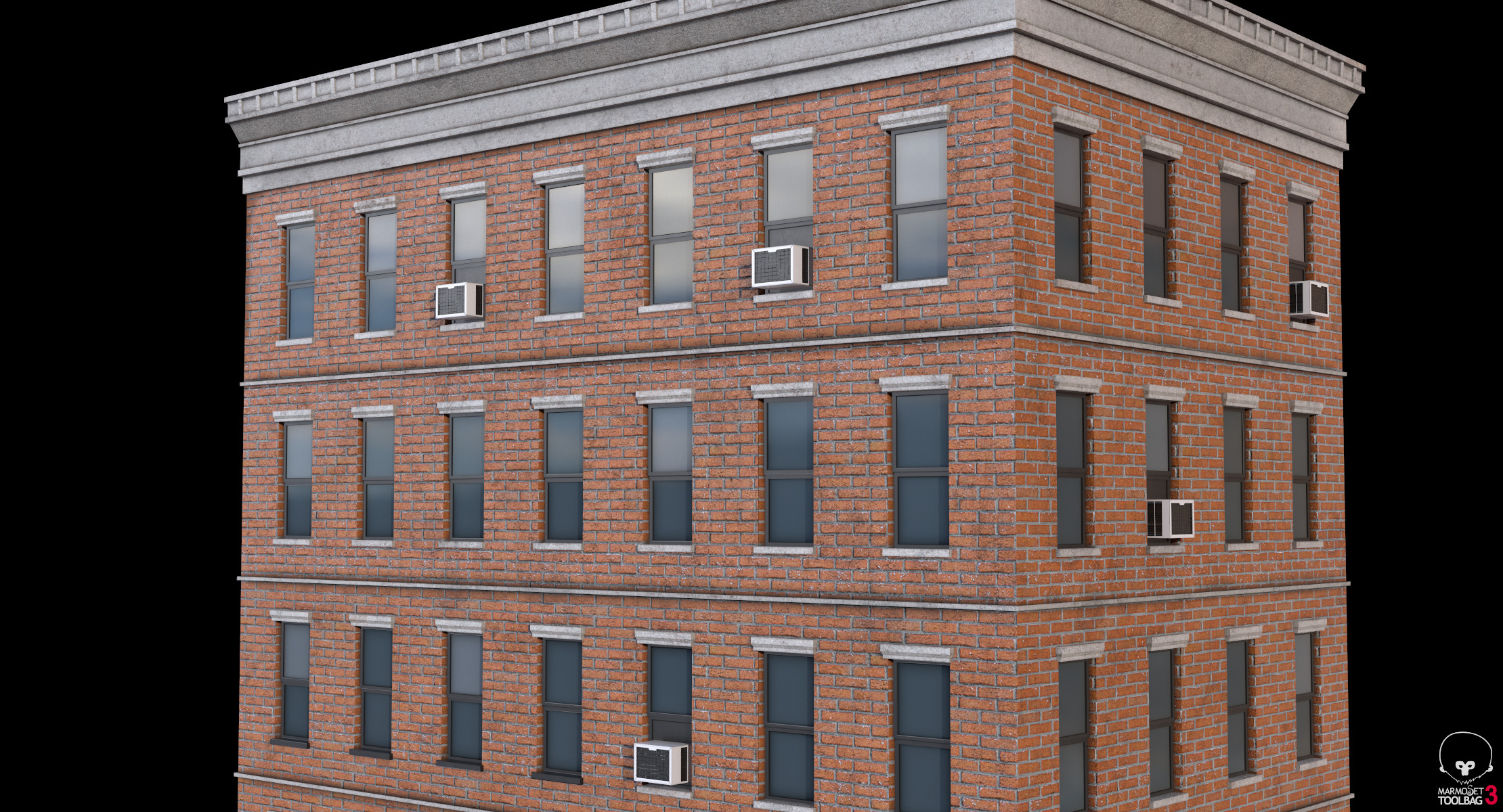Apartment Building 2 Low-poly 3D model_13