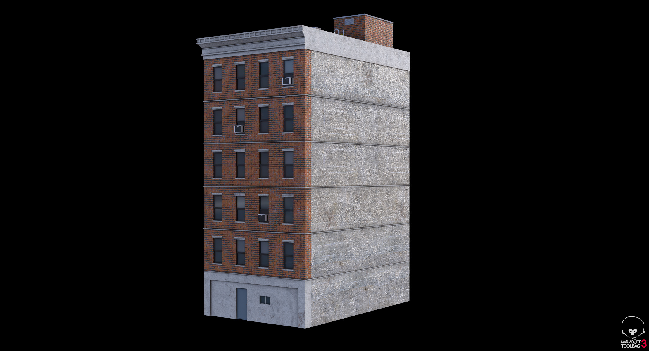 Apartment Building 2 Low-poly 3D model_14