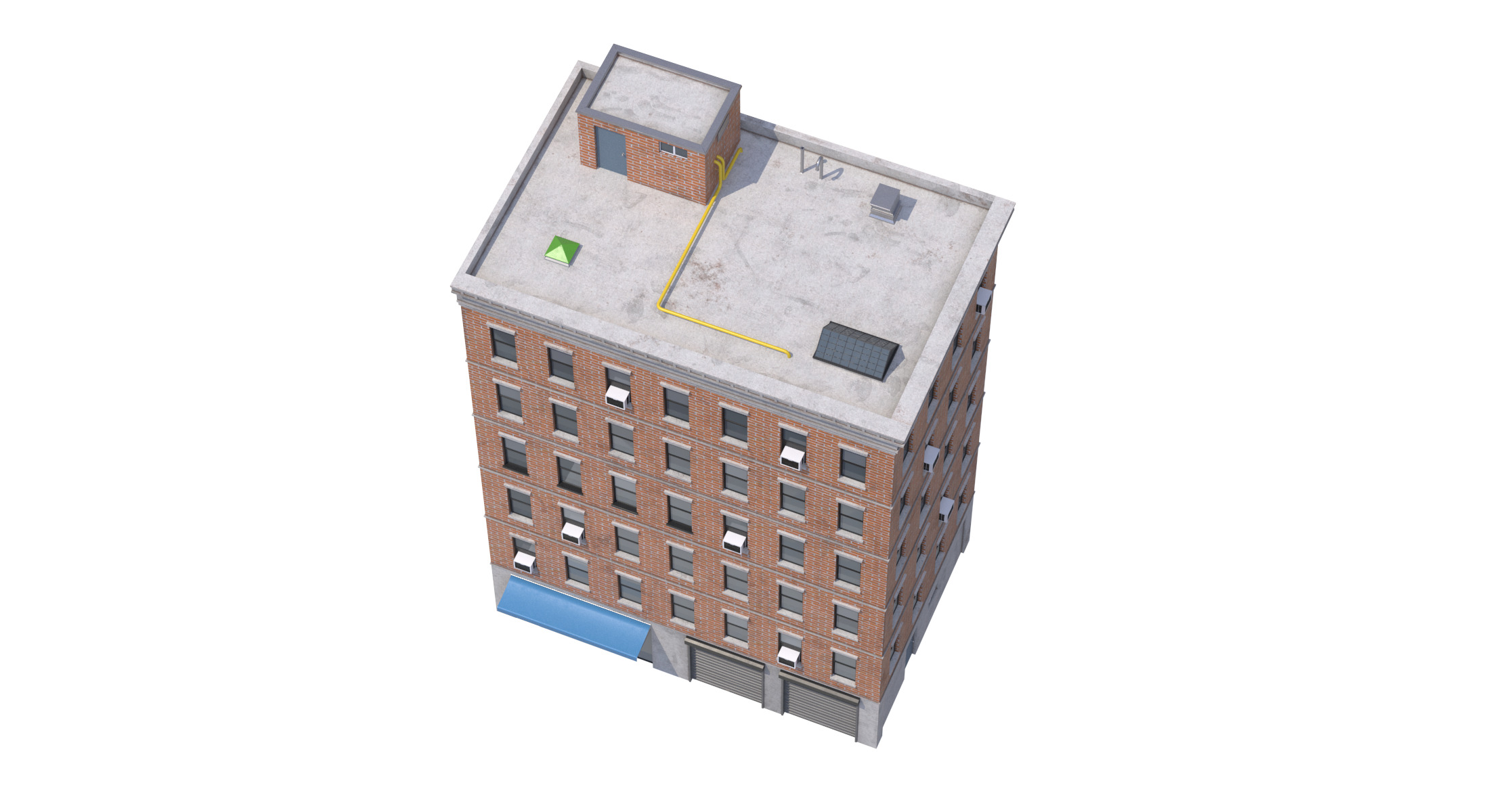 Apartment Building 2 Low-poly 3D model_6