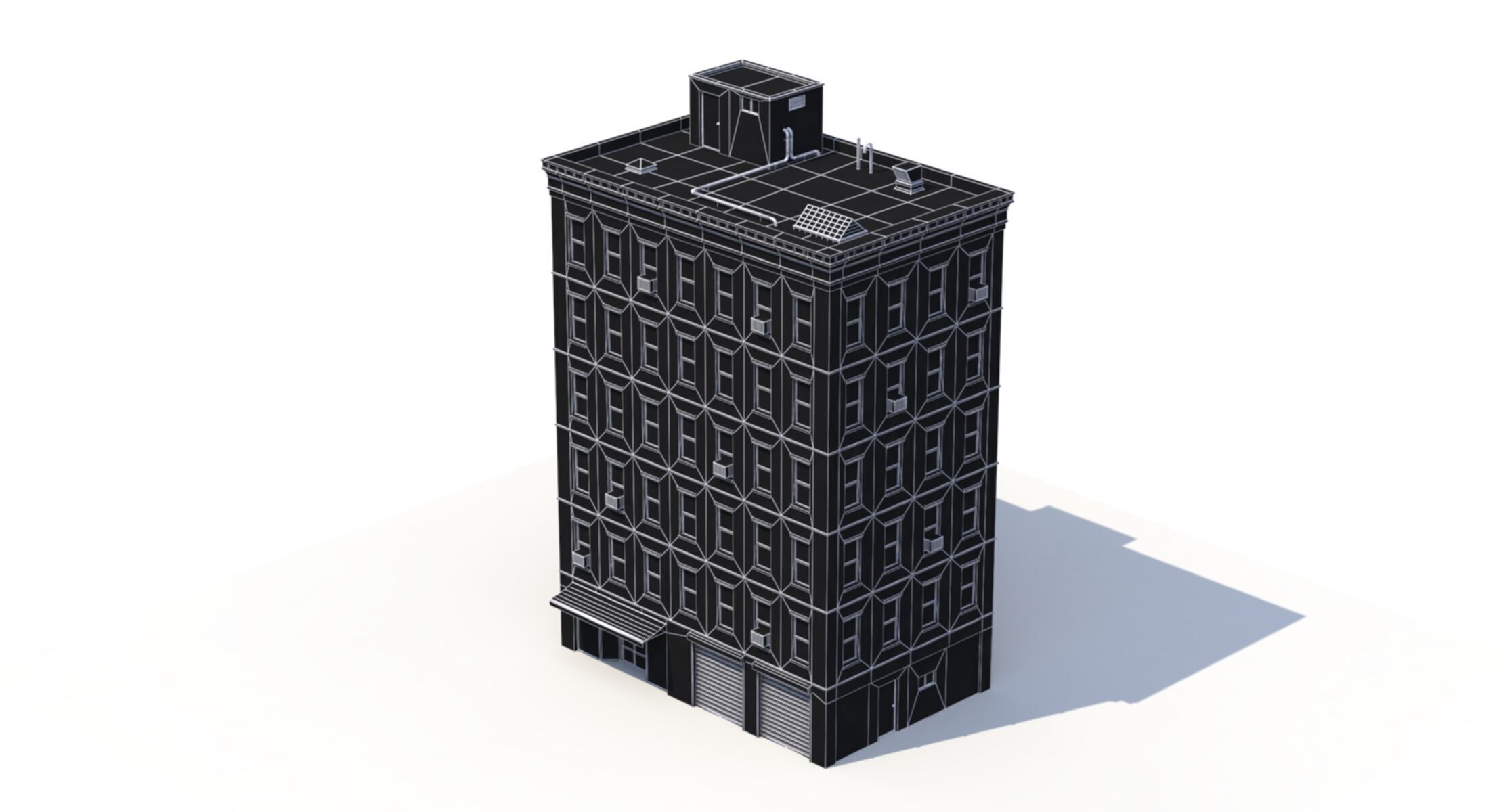 Apartment Building 2 Low-poly 3D model_8