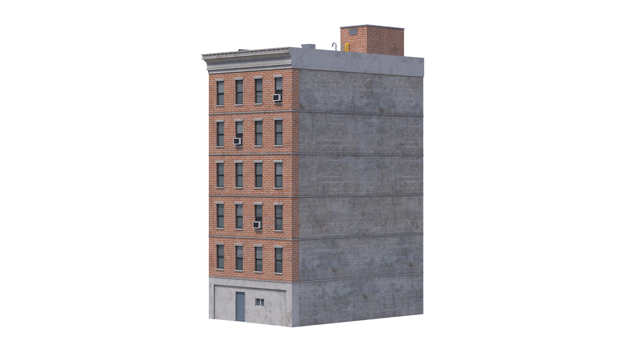 Apartment Building 2 Low-poly 3D model_5